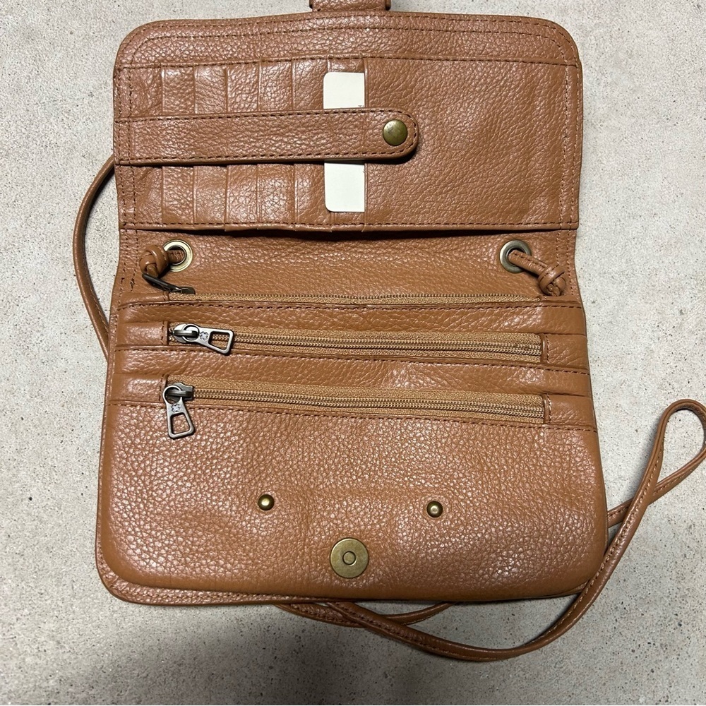 Lucky Brand Liza Convertible Wallet Crossbody Brown 100% Leather Pebbled - Picture 4 of 8